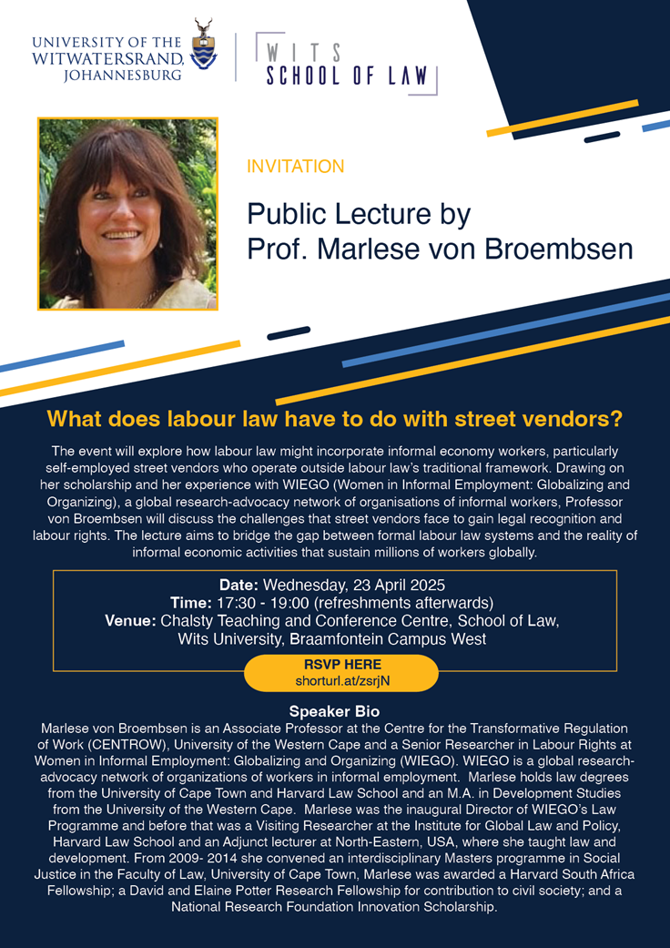 Public lecture by Professor Marlese von Broembsen Public lecture by Professor Marlese von Broembsen